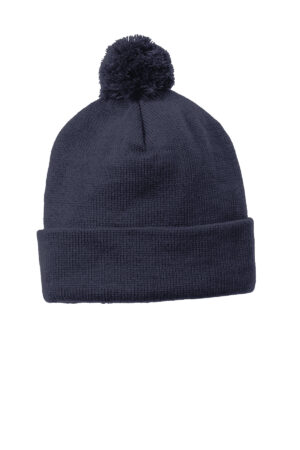 Solid Pom Pom Beanie - Navy