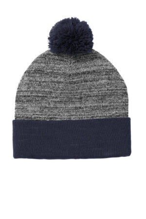 Heather Pom Pom Beanie - Navy