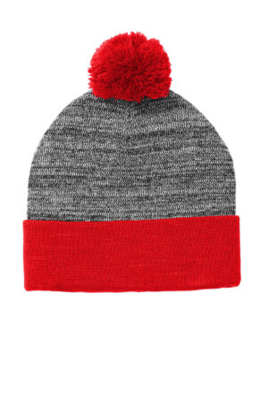 Heather Pom Pom Beanie - Red